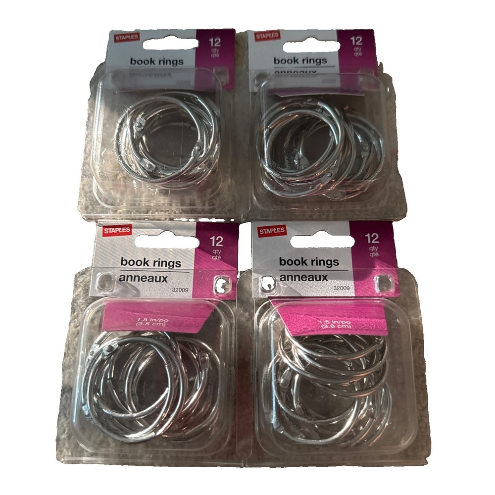 Staples Book Rings 4 Packs Of 12 (48) 1.5"